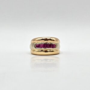 ANILLO BICOLOR PIEDRA FUCSIA N18