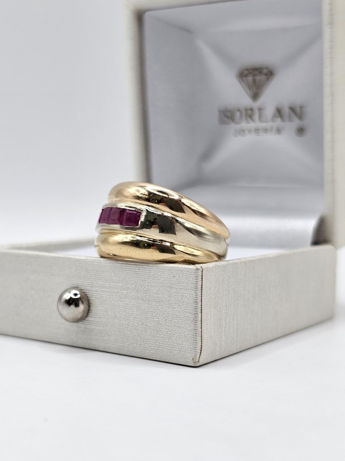 ANILLO BICOLOR PIEDRA FUCSIA N18 - Imagen 3