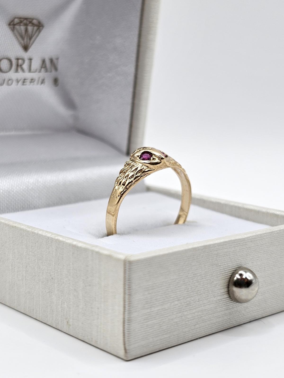 ANILLO BUHO CON CIRCONES ROSAS N16,5 - Imagen 3