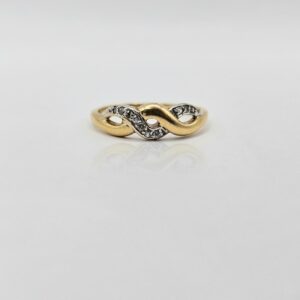 ANILLO BICOLOR ENTRALAZADO CIRCONES N16