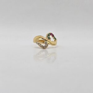 ANILLO DISEÑO ONDULADO PIEDRAS COLORES N14