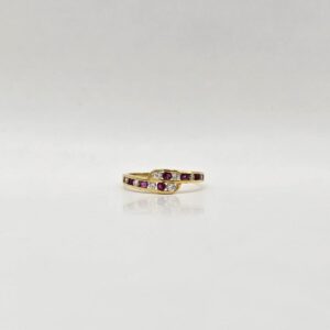 ANILLO LINEAS CON CIRCONES ROSAS/BLANCOS N11