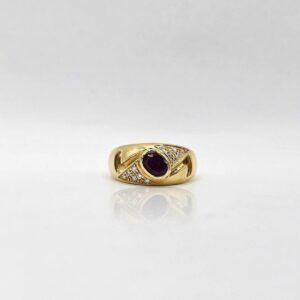 ANILLO PIEDRA ROJA CENTRAL N24