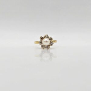 ANILLO FINO CON PERLA Y CIRCONES N18