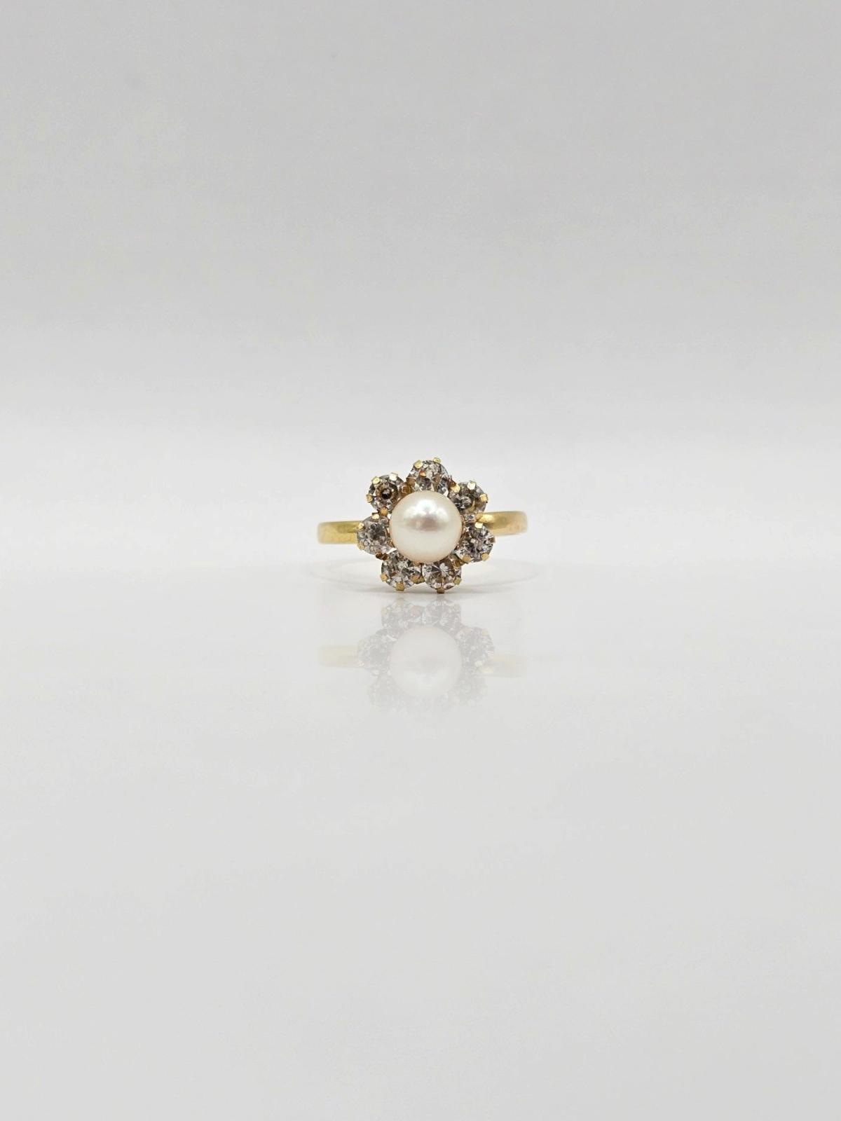 ANILLO FINO CON PERLA Y CIRCONES N18