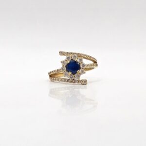 ANILLO FLOR PIEDRA CENTRAL AZUL N12