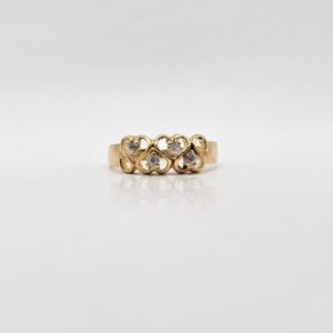 ANILLO TRES CORAZONES Y CIRCONES N12