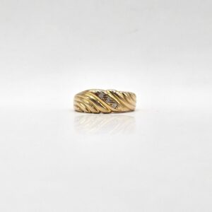 ANILLO TALLADO CON LINEAS 3 CIRCONES N13,5