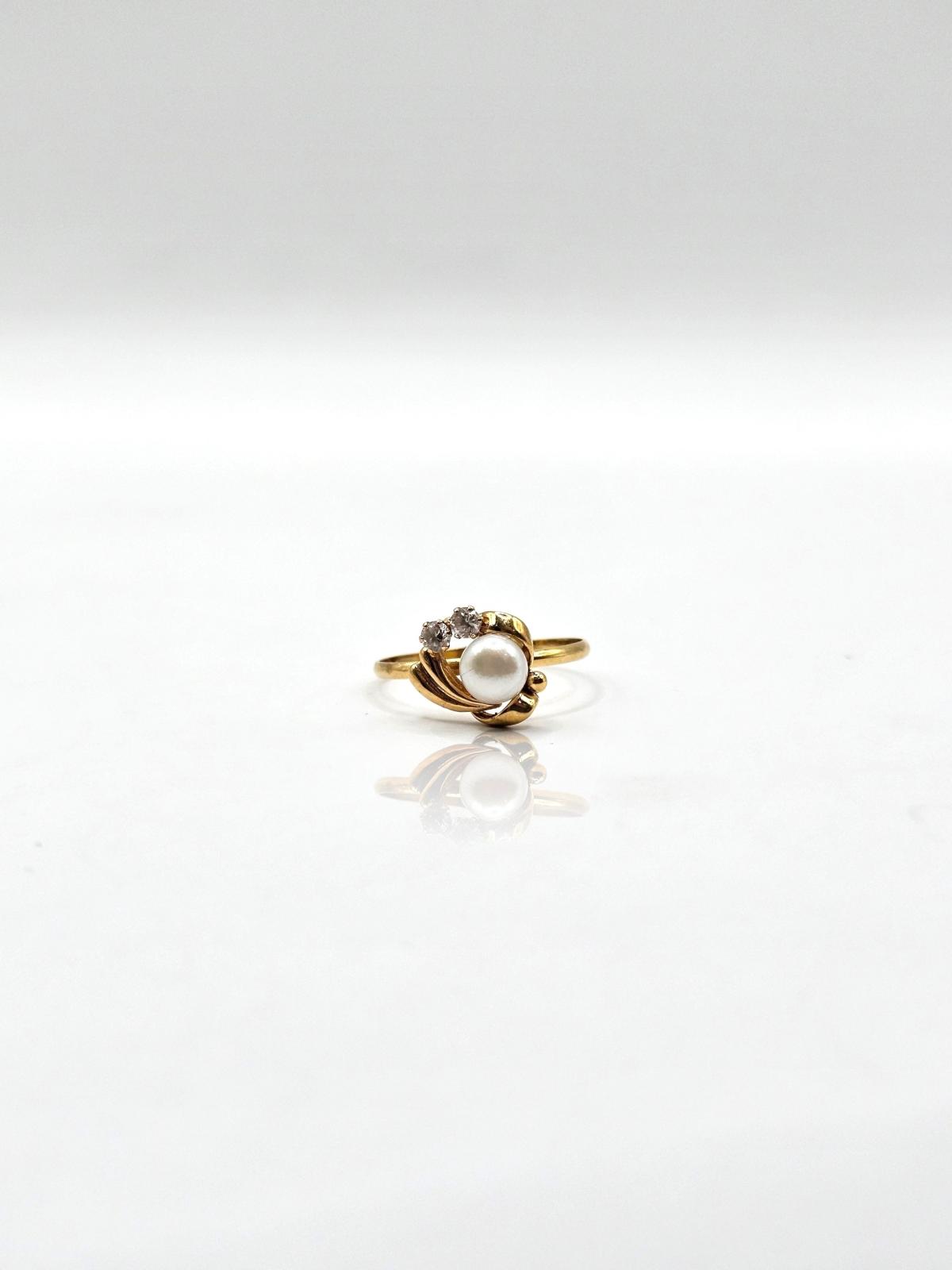 ANILLO PERLA Y CIRCONES N14,5