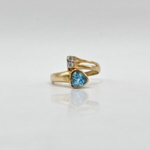 ANILLO CORAZON CON PIEDRA AZUL N15