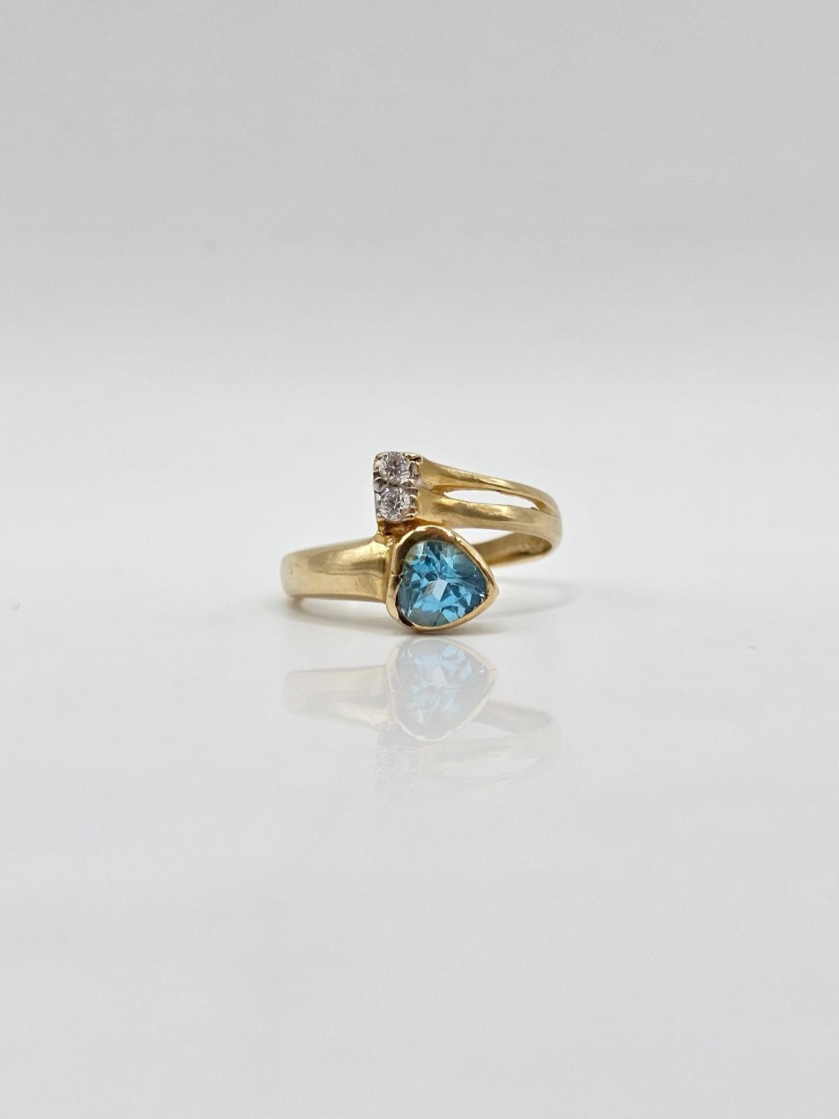 ANILLO CORAZON CON PIEDRA AZUL N15
