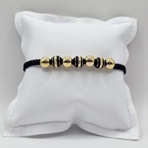 PULSERA HILO NEGRO BOLITAS (2,8GR ORO)