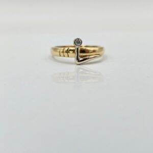 ANILLO BICOLOR CON PIEDRA N14,5