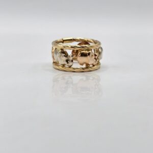ANILLO TRICOLOR CON ELEFANTES N13,5