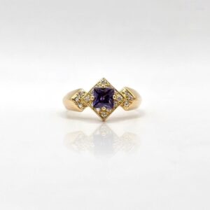 ANILLO AMATISTA Y CIRCONES N17