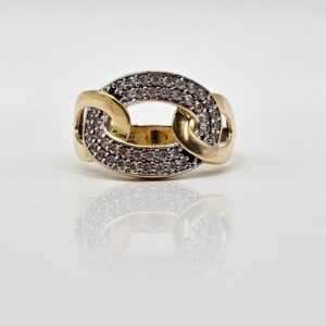 ANILLO CON DISEÑO OVALADO CON CIRCONES N10,6