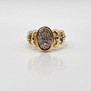 ANILLO DISEÑO OVALADO CON CIRCONES N19,5