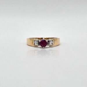 ANILLO CON RUBI Y CIRCONES N14