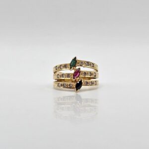ANILLO ZAFIRO RUBÍ ESMERALDA N14,5