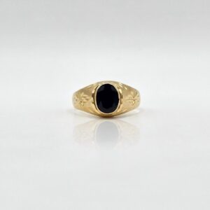 ANILLO CON DISEÑO LATERAL PIEDRA NEGRA N16