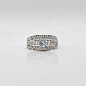 ANILLO COMPROMISO ORO BLANCO CON DIAMATES N16