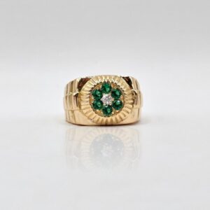 ANILLO PIEDRAS VERDES Y BLANCAS N26
