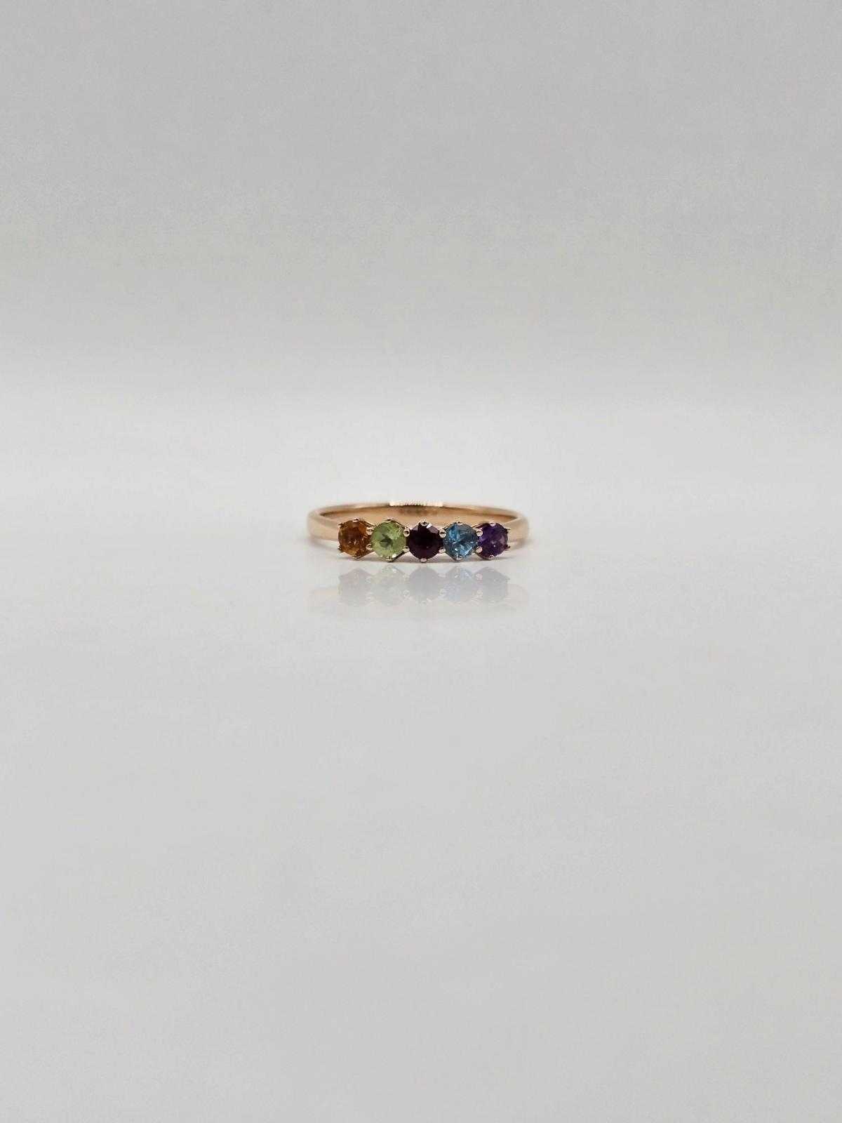 ANILLO ORO ROSA CON CIRCONES DE COLORES N18