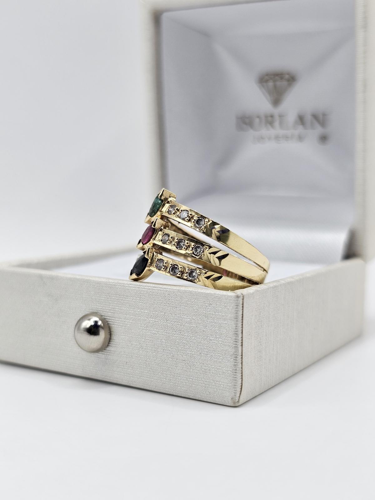ANILLO ZAFIRO RUBÍ ESMERALDA N14,5 - Imagen 2