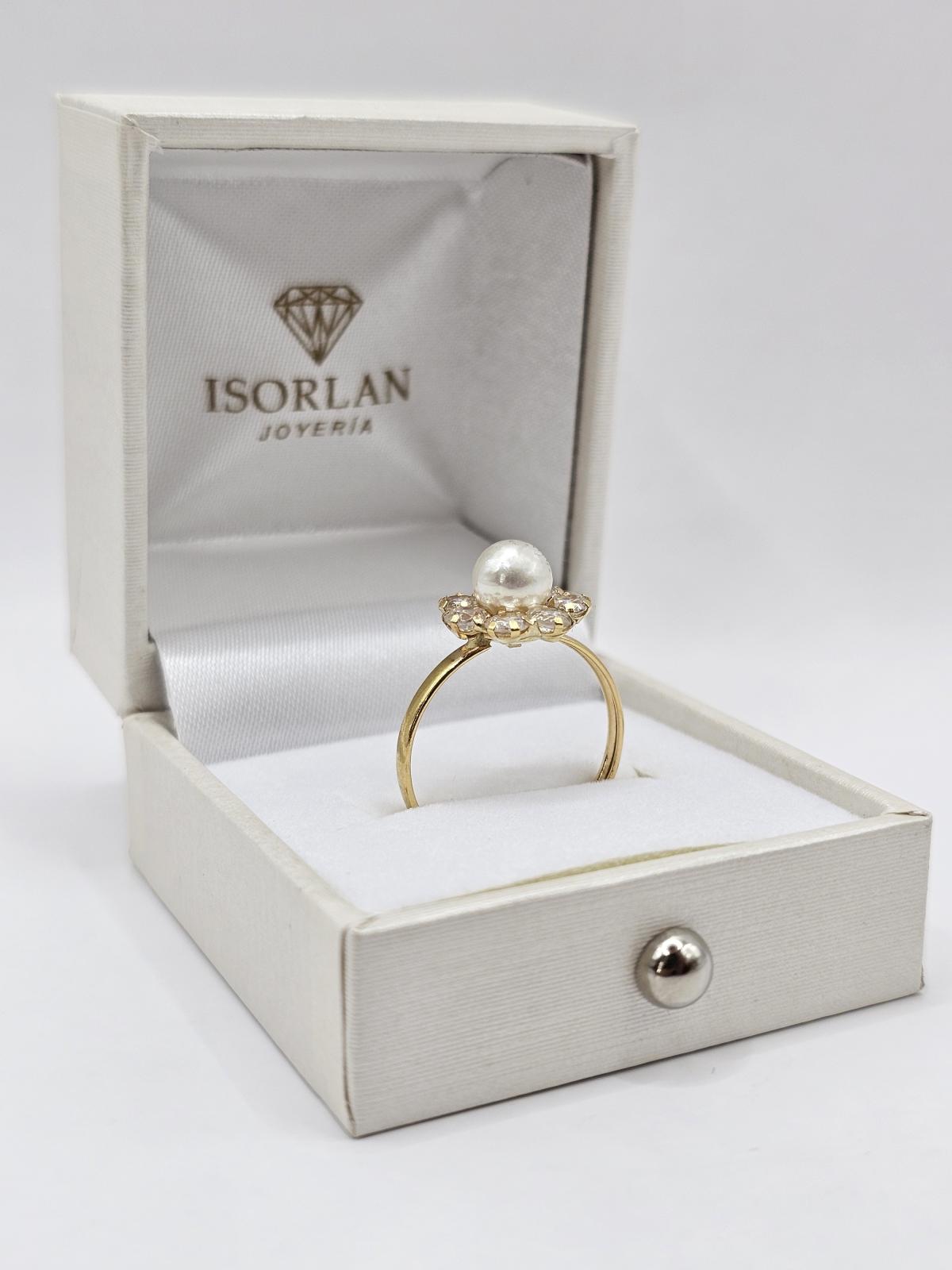 ANILLO FINO CON PERLA Y CIRCONES N18 - Imagen 2