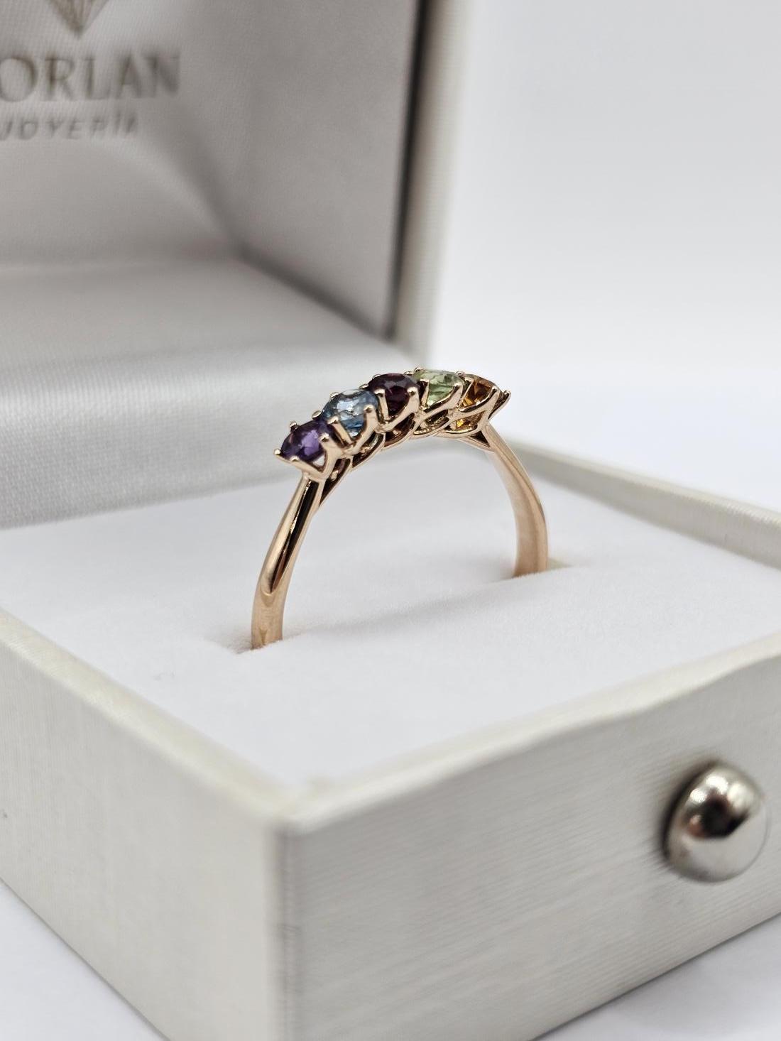 ANILLO ORO ROSA CON CIRCONES DE COLORES N18 - Imagen 2