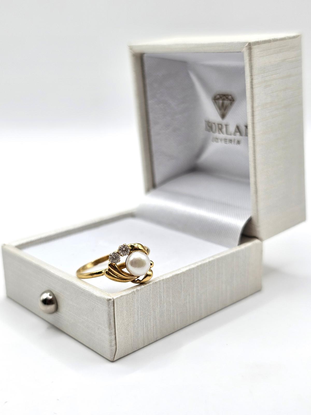 ANILLO PERLA Y CIRCONES N14,5 - Imagen 2