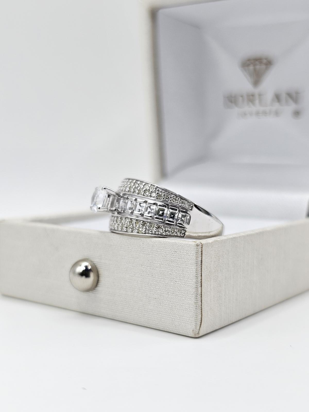 ANILLO COMPROMISO ORO BLANCO CON DIAMATES N16 - Imagen 2