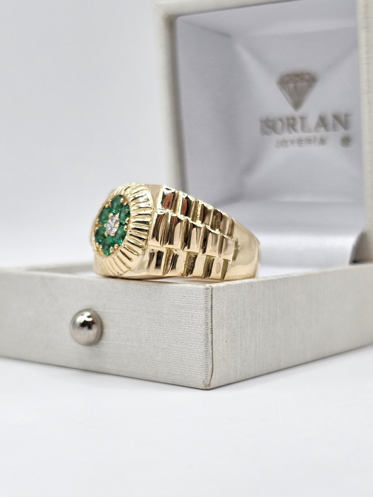 ANILLO PIEDRAS VERDES Y BLANCAS N26 - Imagen 2