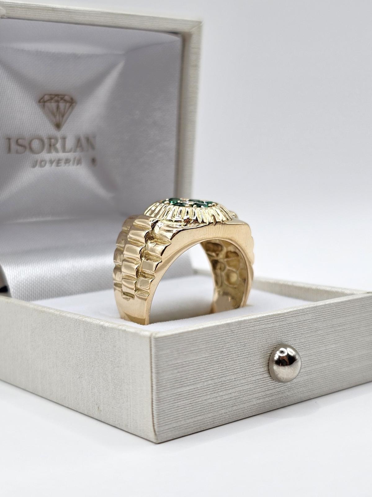 ANILLO PIEDRAS VERDES Y BLANCAS N26 - Imagen 3