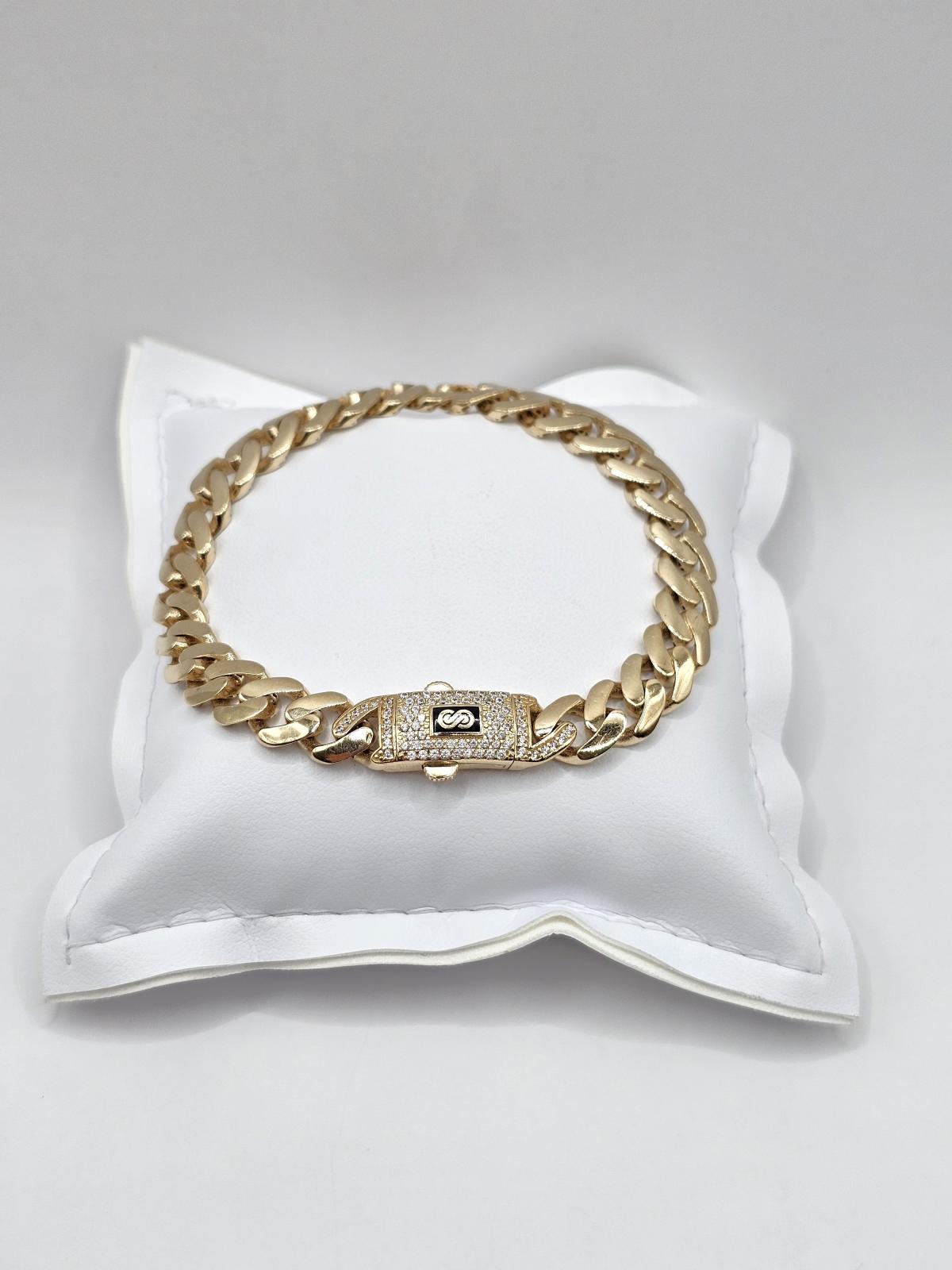 PULSERA CUBANA CIRCONES 14KT 20CM