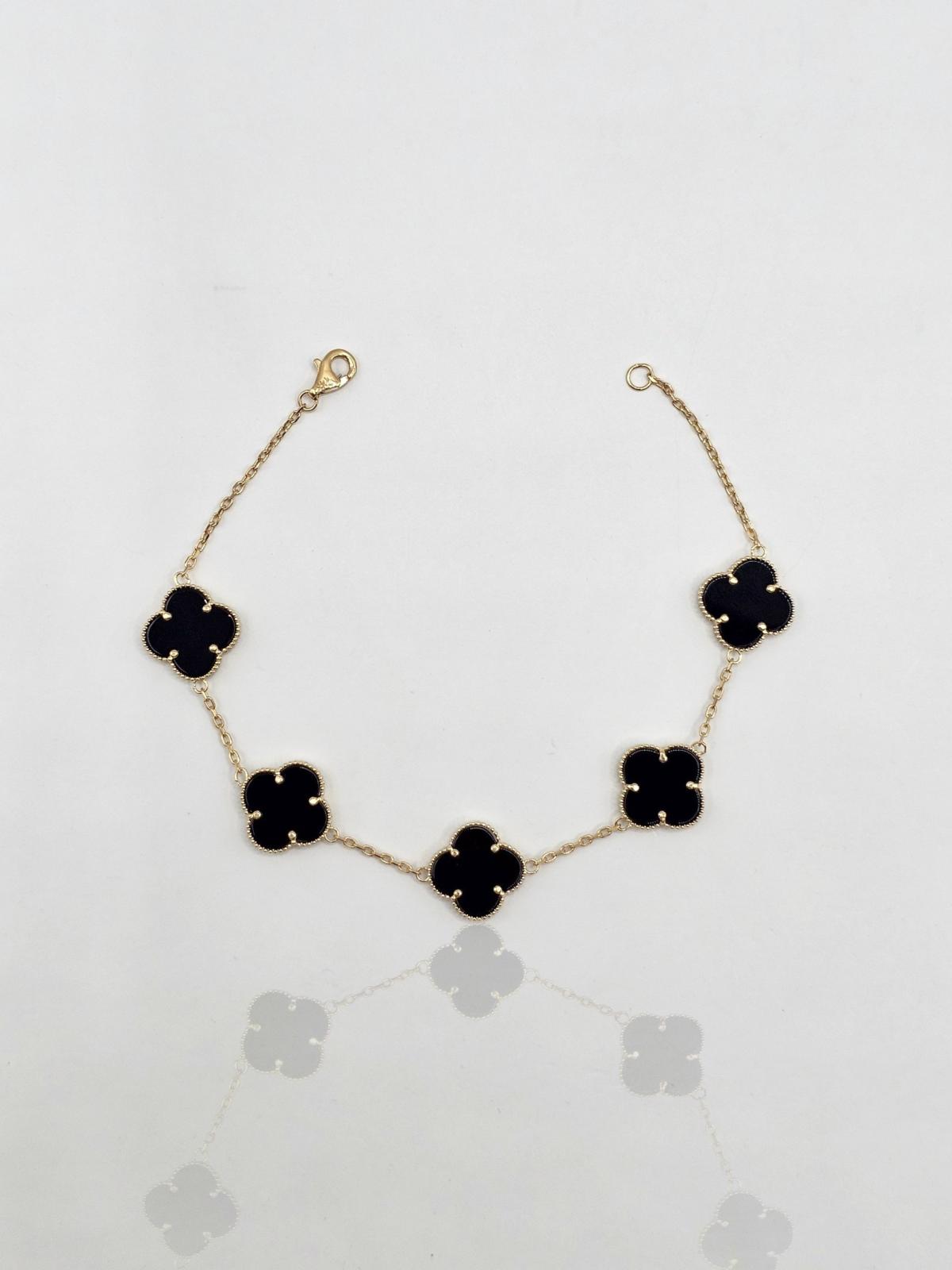 PULSERA FLORES DINEÑO VAN CLEEF & ARPELS 14KT 20CM