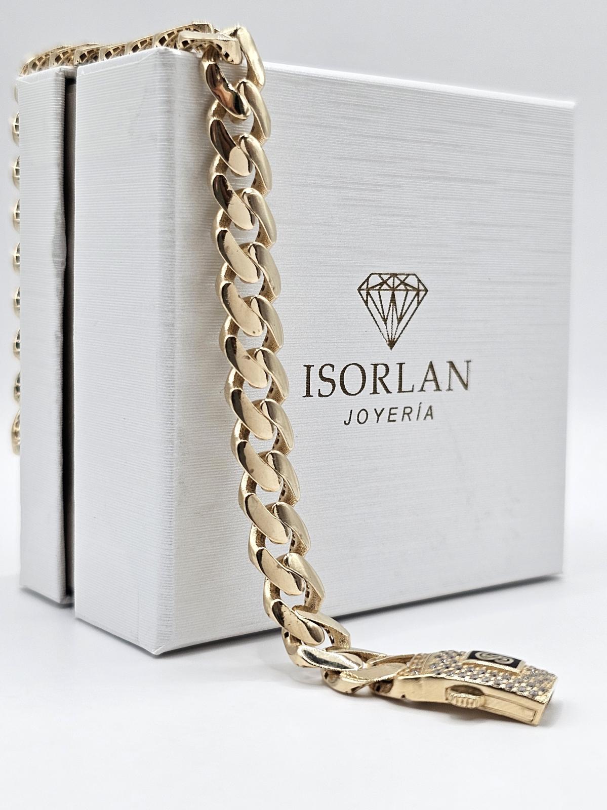 PULSERA CUBANA CIRCONES 14KT 20CM - Imagen 2