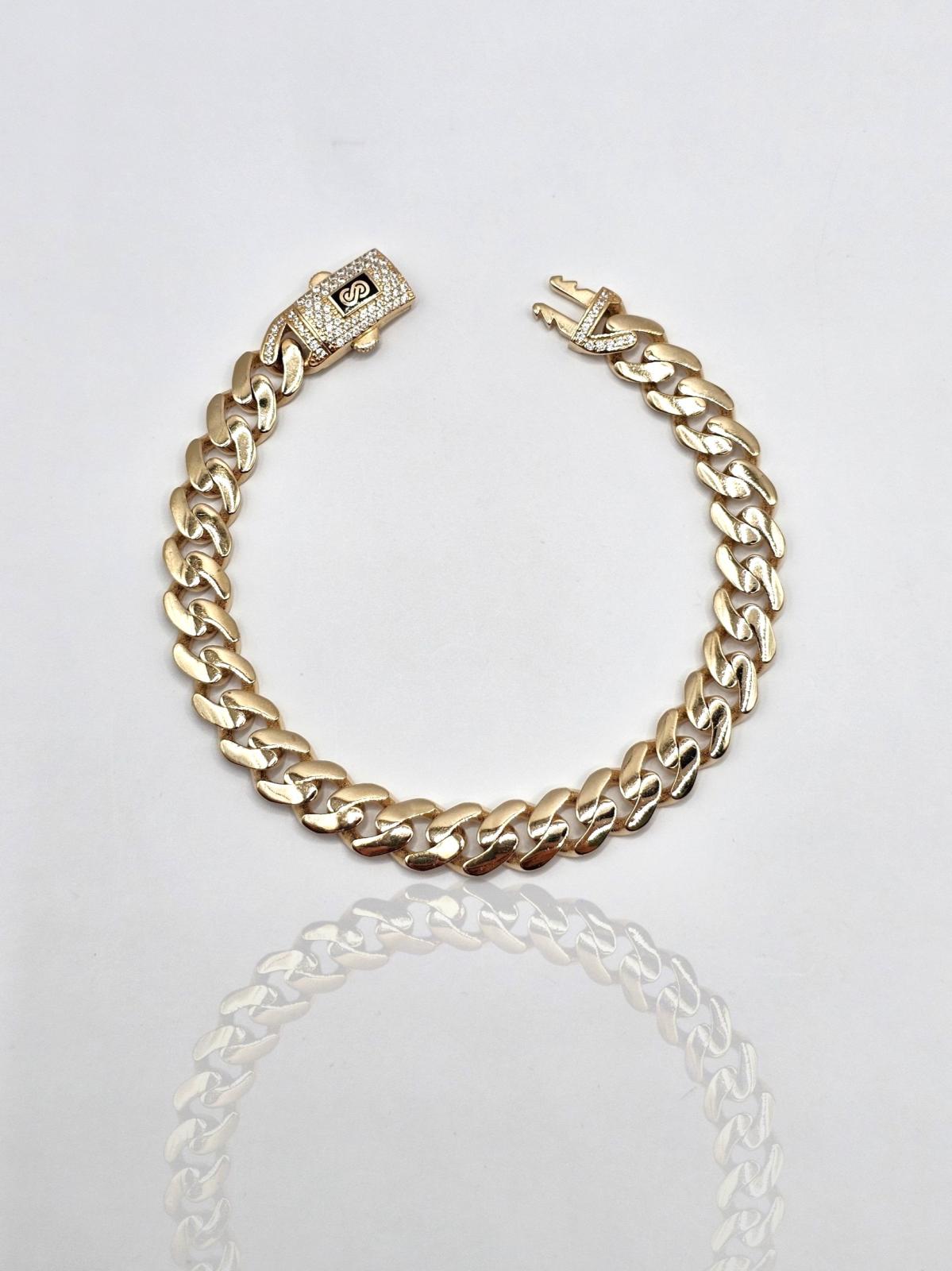 PULSERA CUBANA CIRCONES 14KT 20CM - Imagen 3