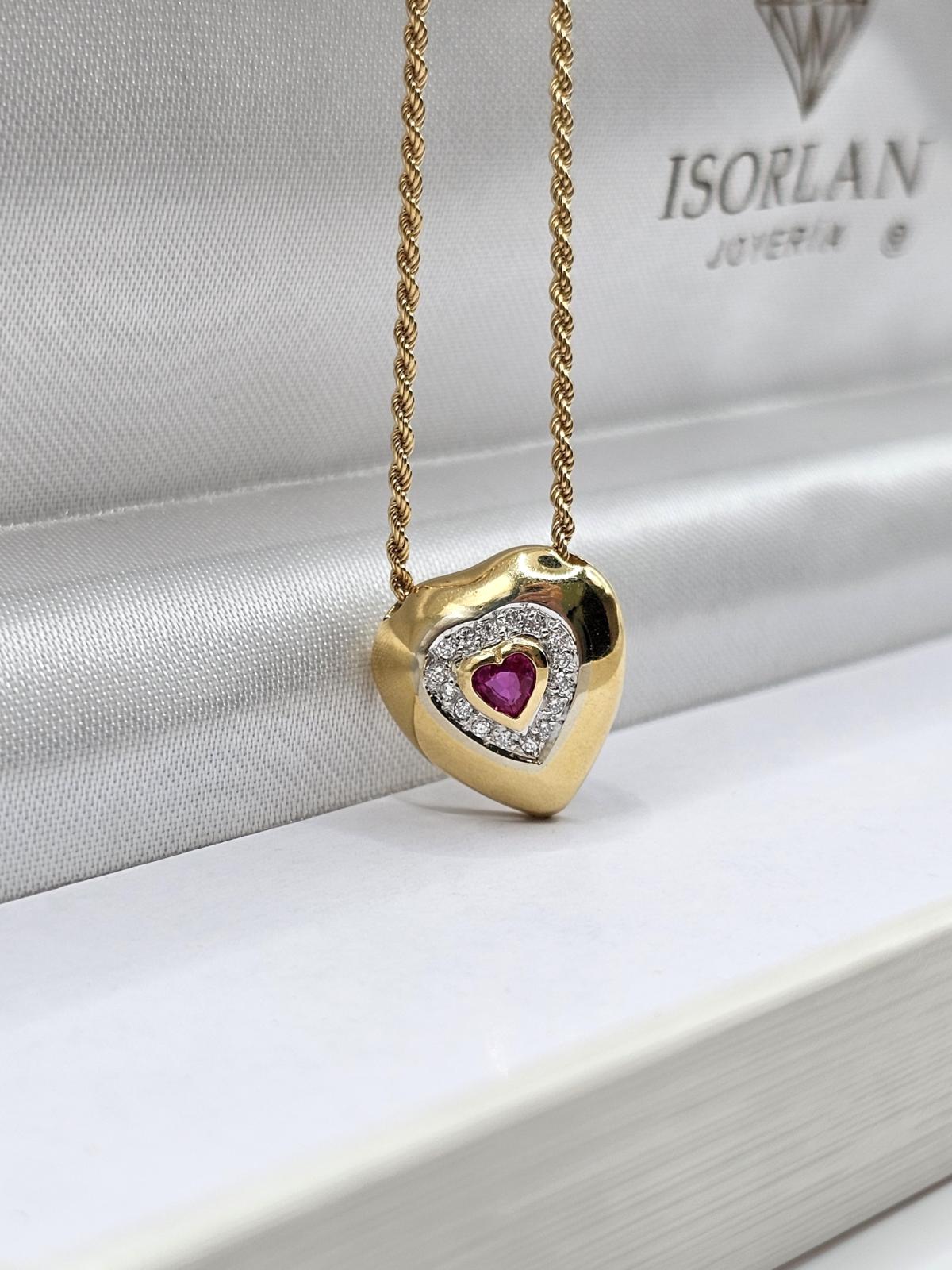 CORDON CORAZON DIAMANTES RUBI 38CM - Imagen 2