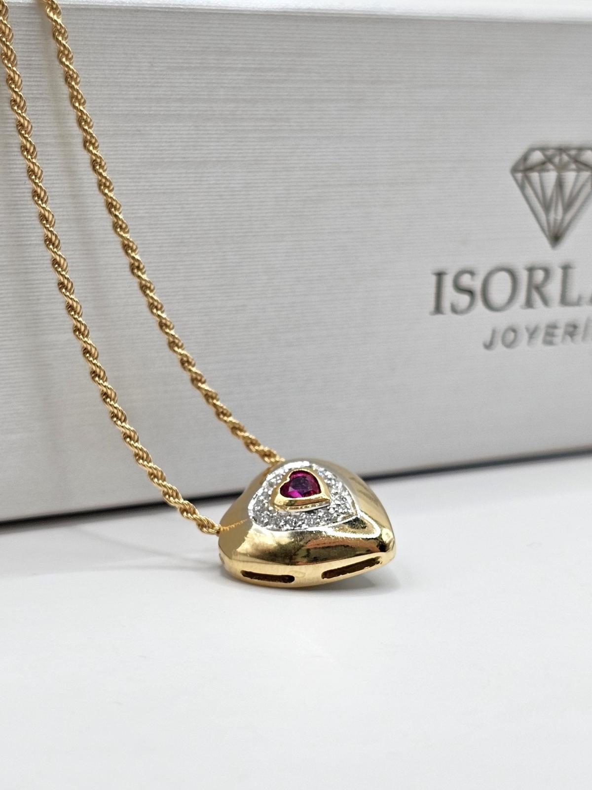 CORDON CORAZON DIAMANTES RUBI 38CM - Imagen 3