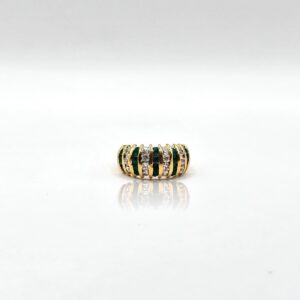 ANILLO CIRCONES VERDES Y BLANCOS N15,5