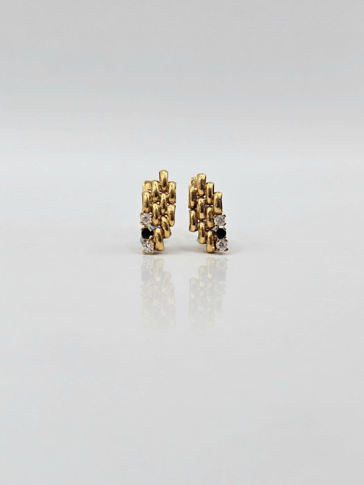 PENDIENTES LADRILLADO FINO CON PIEDRA NEGRA/CIRCÓN CIERRE CATALÁN