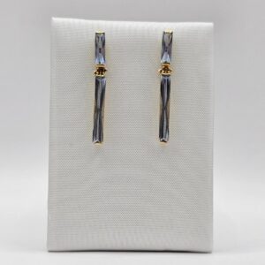PENDIENTES LARGOS CON CIRCÓN AZUL CIERRE PRESIÓN