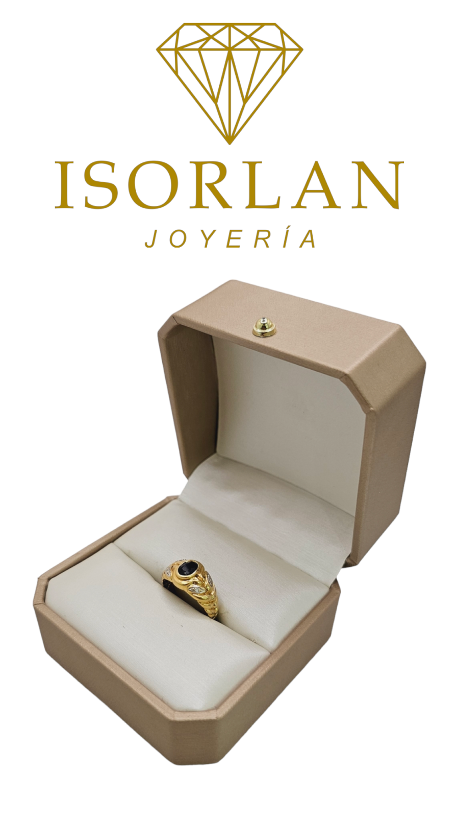 ANILLO ZAFIRO Y BRILLANTES CON LINEAS N15