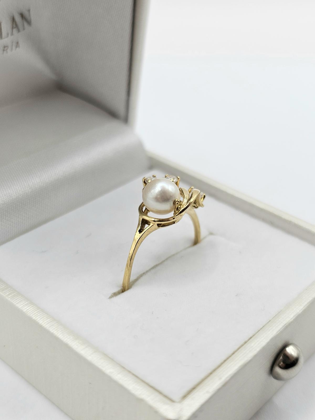 ANILLO PERLA Y CIRCONES N14 - Imagen 2