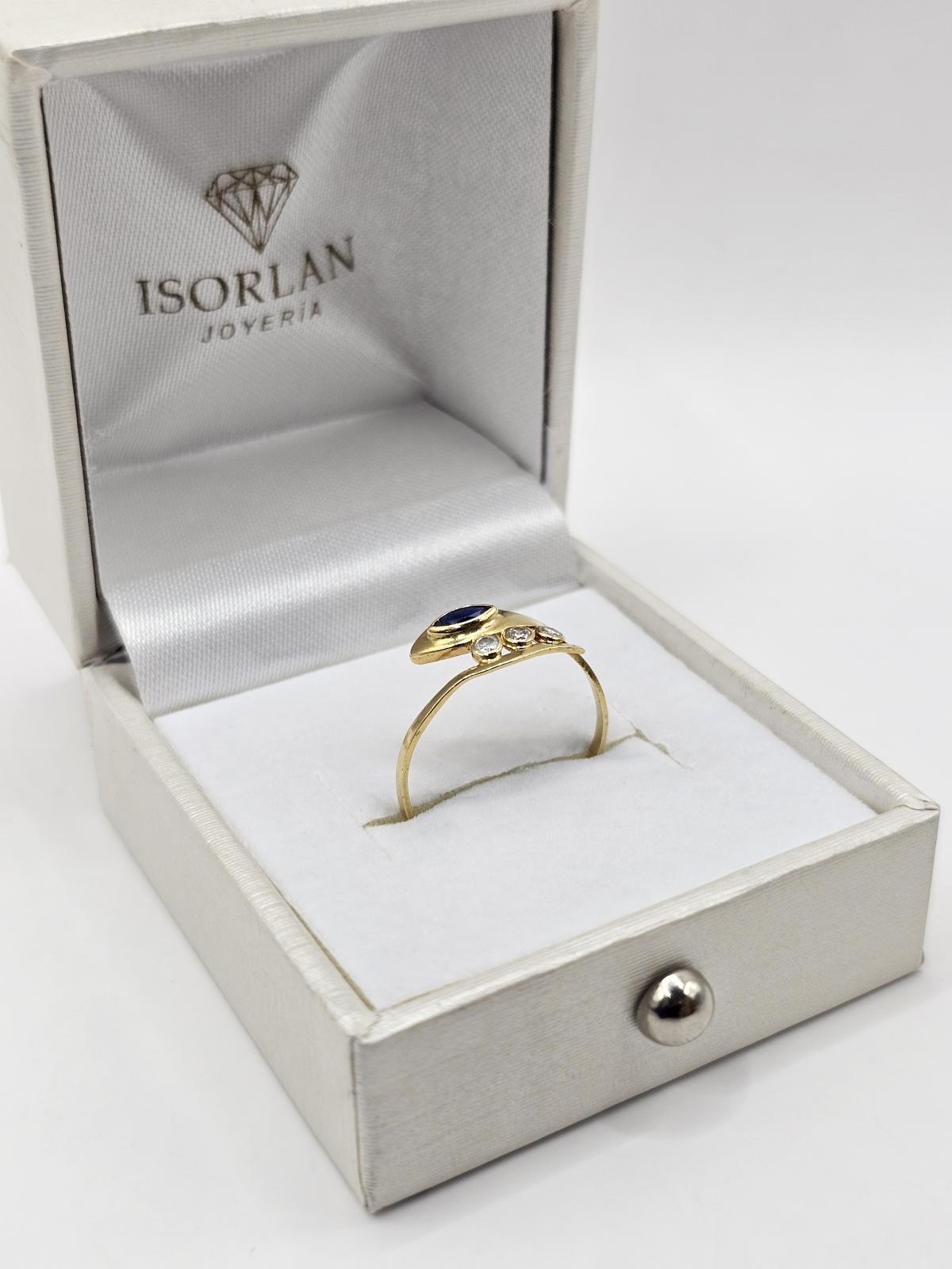 ANILLO CON CIRCONES BLANCOS Y AZUL N15 - Imagen 2