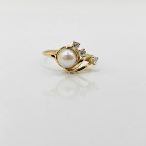 ANILLO PERLA Y CIRCONES N14