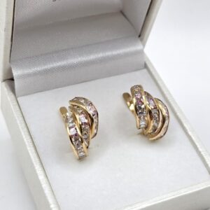 PENDIENTES CATALAN CIRCON ROSA Y BLANCO
