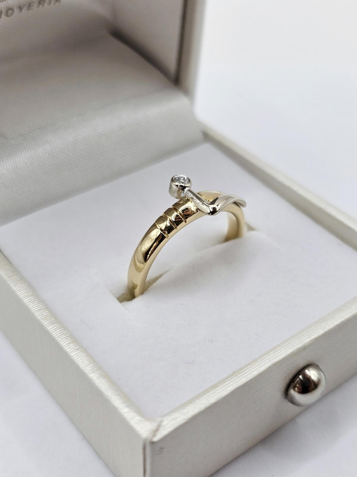 Anillo Bicolor Con Piedra N14,5 — foto 2